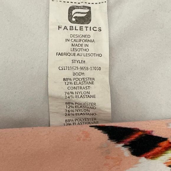 Fabletics 7/8 Tropical Leggings, Gym, Workout, key pocket, Ladies Large - Picture 2 of 3